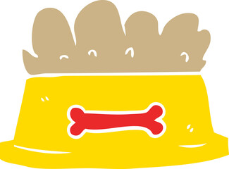 flat color style cartoon bowl of dog food