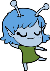 smiling alien girl cartoon