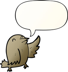 cartoon bird with speech bubble in smooth gradient style
