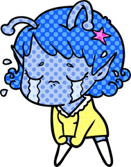 cartoon crying alien girl