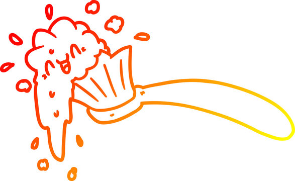 recommend clip art: warm gradient line drawing of a cartoon toothbrush and toothpaste