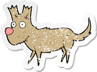 retro distressed sticker of a cartoon cute little dog