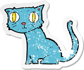 retro distressed sticker of a cartoon cat