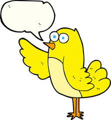 freehand drawn comic book speech bubble cartoon bird