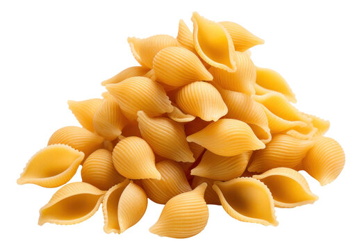 pile of dry shell pasta isolated.