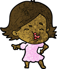 cartoon girl pulling face