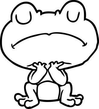 recommend clip art: line drawing of a frog waiting patiently
