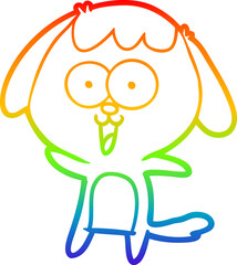 Fototapeta premium rainbow gradient line drawing of a cute cartoon dog