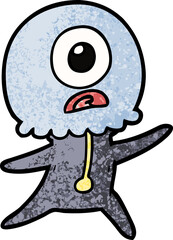 cartoon cyclops alien spaceman