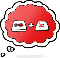 freehand drawn thought bubble cartoon command Z function