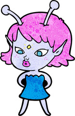 pretty cartoon alien girl