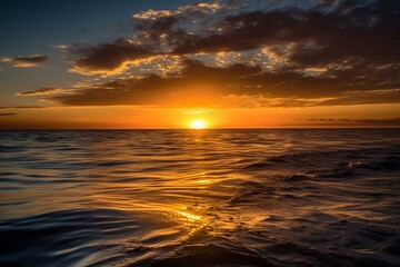 Fototapeta na wymiar Stunning sunset reflecting on the ocean's surface. Generative AI