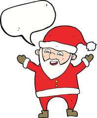 cartoon santa claus with speech bubble