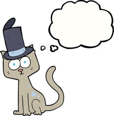 freehand drawn thought bubble cartoon cat