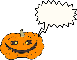 freehand drawn speech bubble cartoon pumpkin
