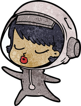 cartoon pretty astronaut girl