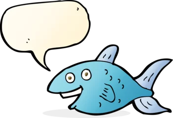 Tuinposter cartoon fish with speech bubble © lineartestpilot