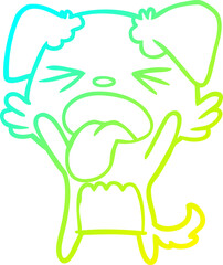 cold gradient line drawing of a cartoon disgusted dog