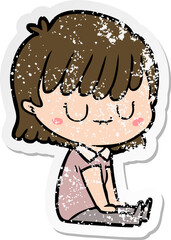 distressed sticker of a cartoon woman