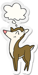 cartoon deer with thought bubble as a printed sticker