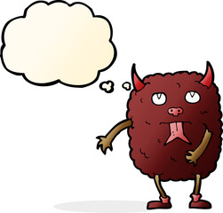 funny cartoon monster with thought bubble