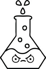 line drawing cartoon of a science beaker