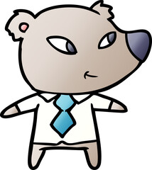 cute cartoon bear in office clothes