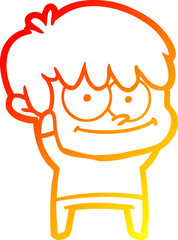 warm gradient line drawing of a happy cartoon man