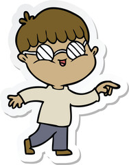 sticker of a cartoon boy wearing spectacles