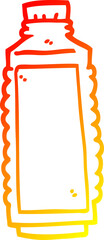 warm gradient line drawing of a cartoon drinks bottle