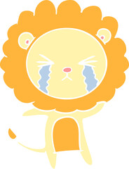 flat color style cartoon crying lion