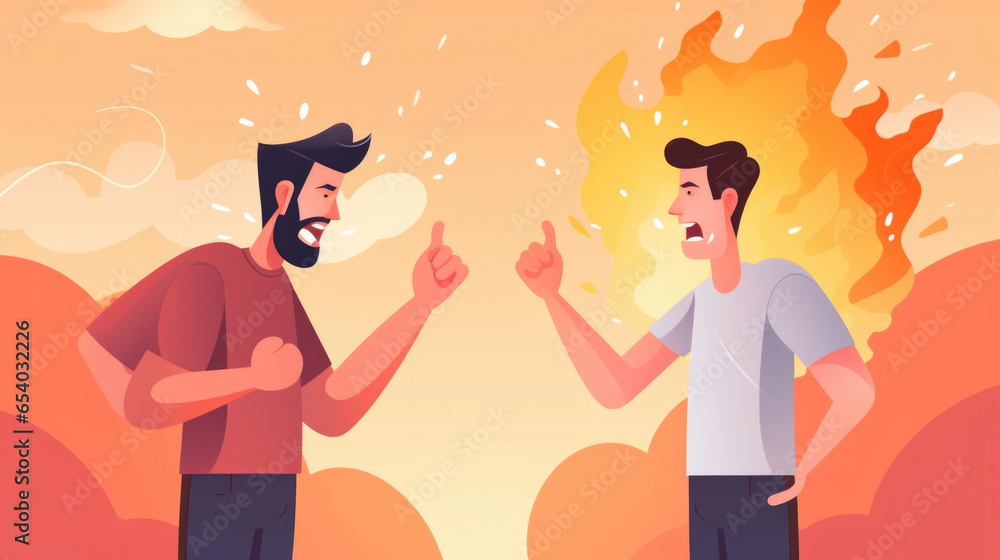 Poster two characters engage in a heated argument, with their respective ego characters appearing above the