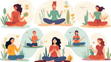 A montage shows the character engaging in various selfcare activities, such as meditating, exercising, and practicing mindfulness. Psychology art