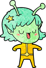 happy alien girl cartoon