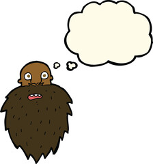 cartoon bearded man with thought bubble