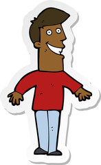 sticker of a cartoon grinning man