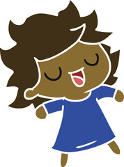 freehand drawn cartoon of cute kawaii girl