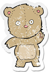retro distressed sticker of a cartoon teddy bear