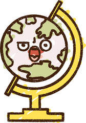 angry globe doodle cartoon