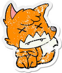 distressed sticker of a cartoon dead fox