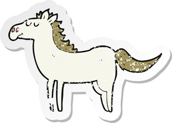 retro distressed sticker of a cartoon horse