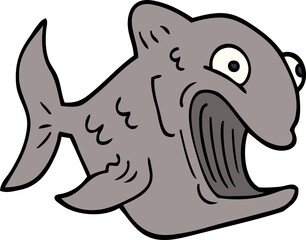 funny cartoon doodle fish
