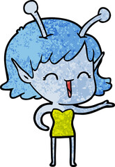 cartoon alien girl laughing