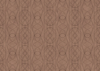 Hand-drawn unique abstract symmetrical seamless ornament. Brown on a light brown background. Paper texture. Digital artwork, A4. (pattern: p10-1c)