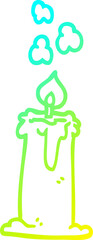 cold gradient line drawing of a cartoon lit candle