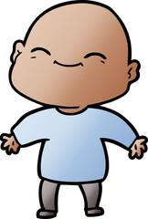 happy cartoon bald man
