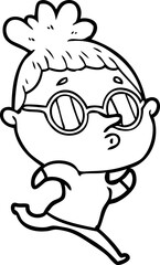 cartoon woman wearing glasses