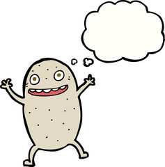 cartoon happy potato with thought bubble