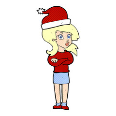 cartoon woman ready for christmas