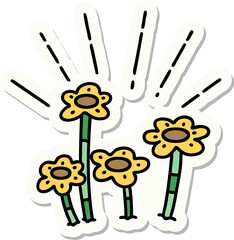 sticker of a tattoo style flowers growing